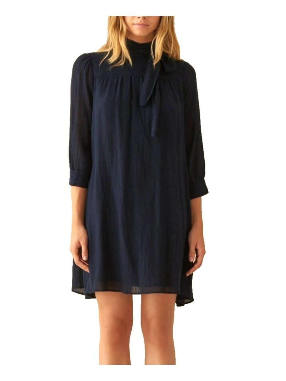 Ba&Sh Womens 2 US 8 Marine Pivoine Shift Dress Navy Bow Tie